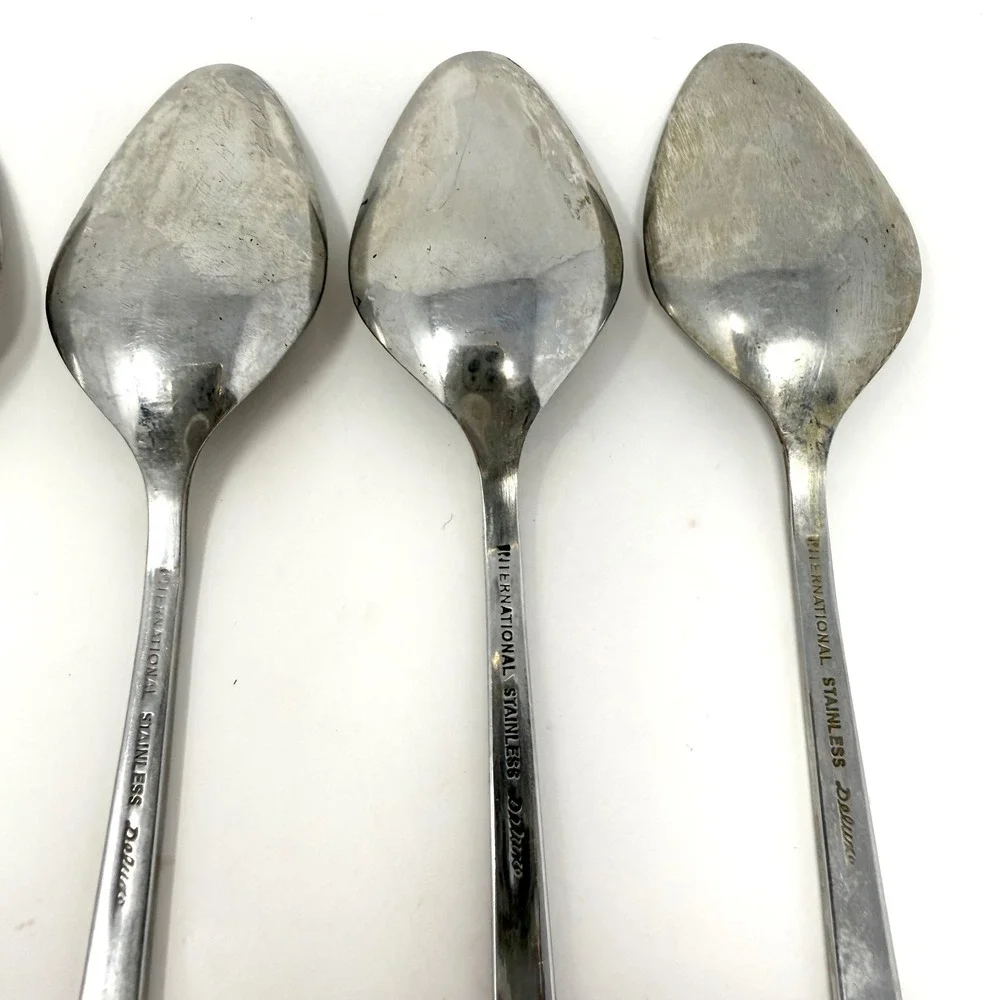 9 International‎ Stainless Steel Deluxe Teaspoons MCM Danish Scroll Flatware Set